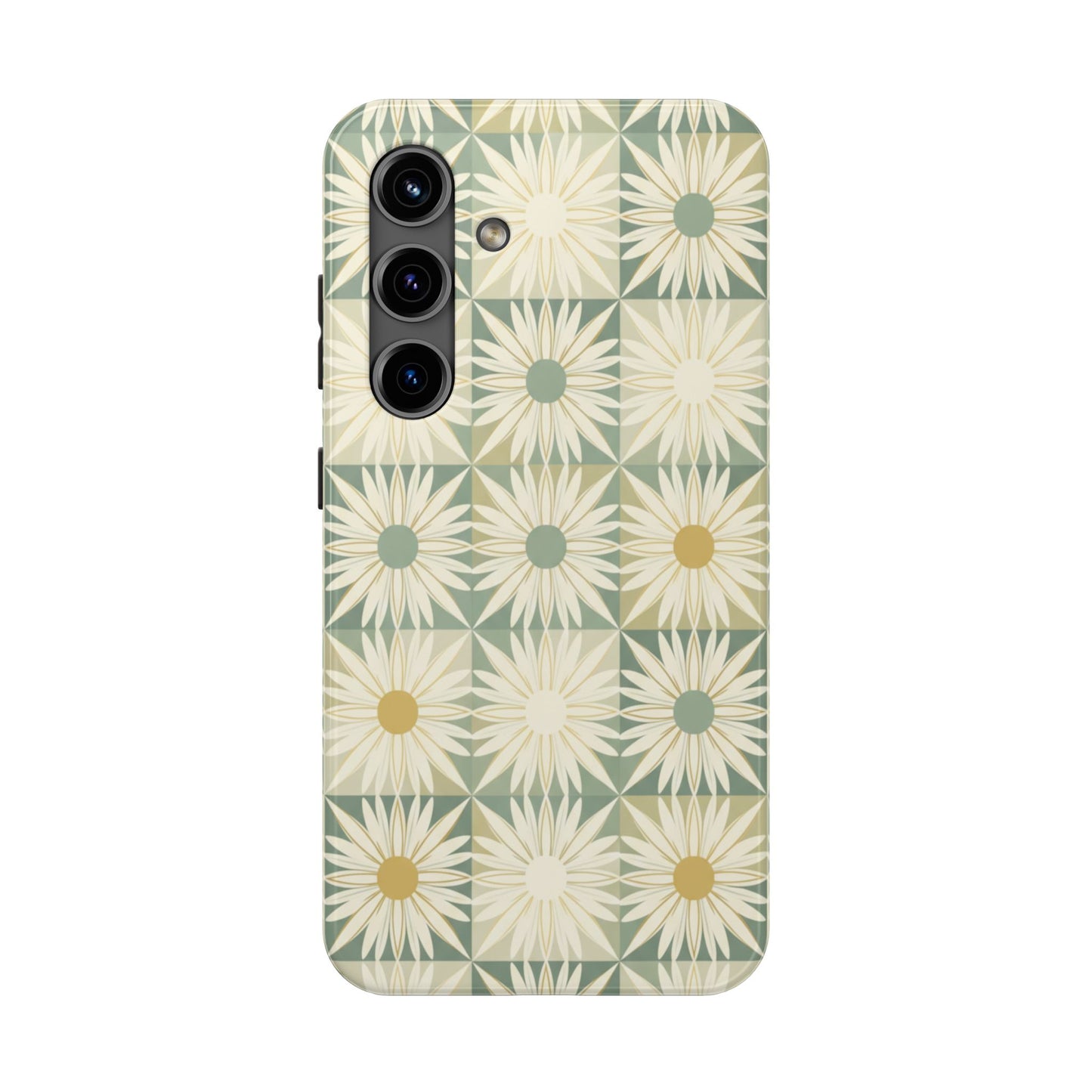 Retro Daisy Tough Phone Case — Vintage Floral Protective Cover for iPhone