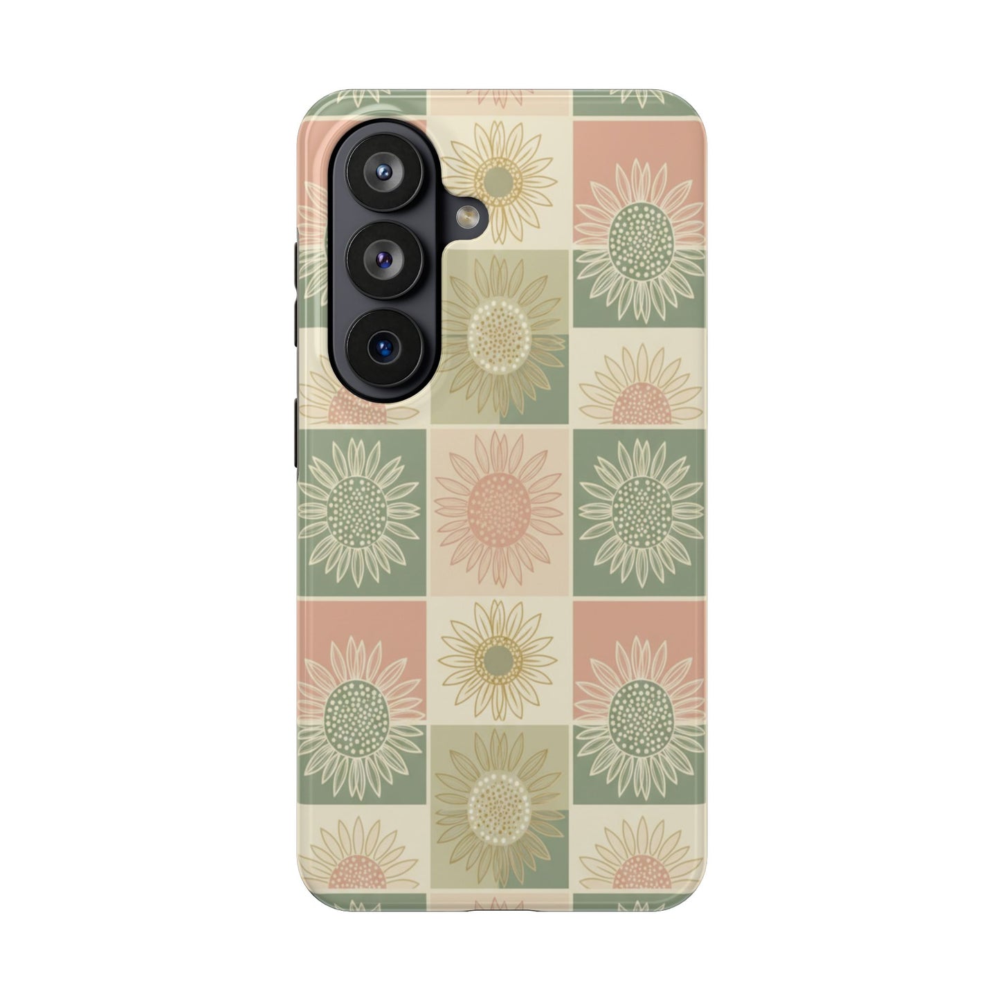 Copy of Copy of Copy of Sunflower Check iPhone Tough Phone Case — Retro Pastel Floral Protective Cover