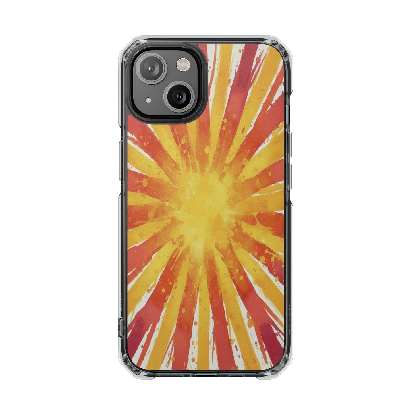 Clear Magnetic Phone Case — Retro Sunburst Design