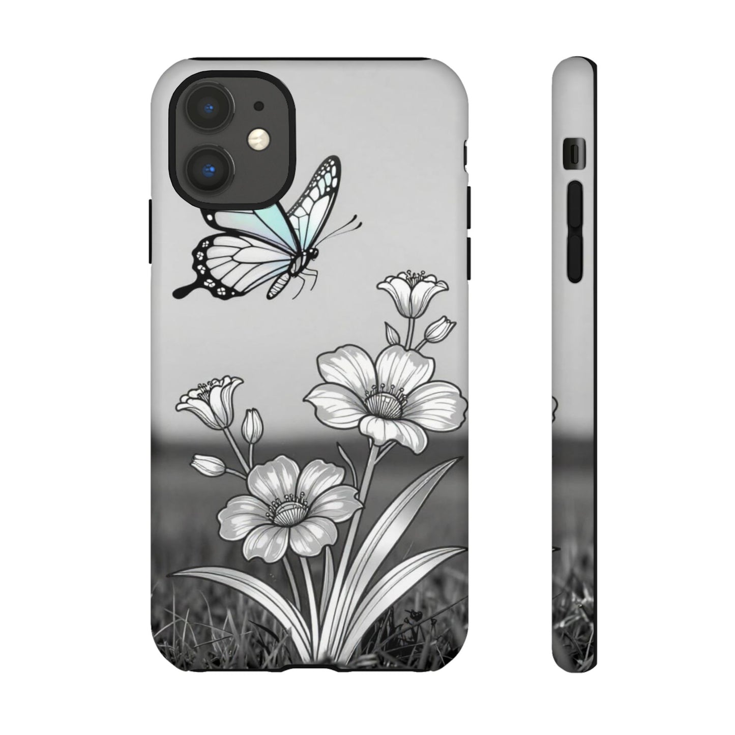 Butterfly & Wildflower Tough Phone Case — Durable Floral Phone Cover