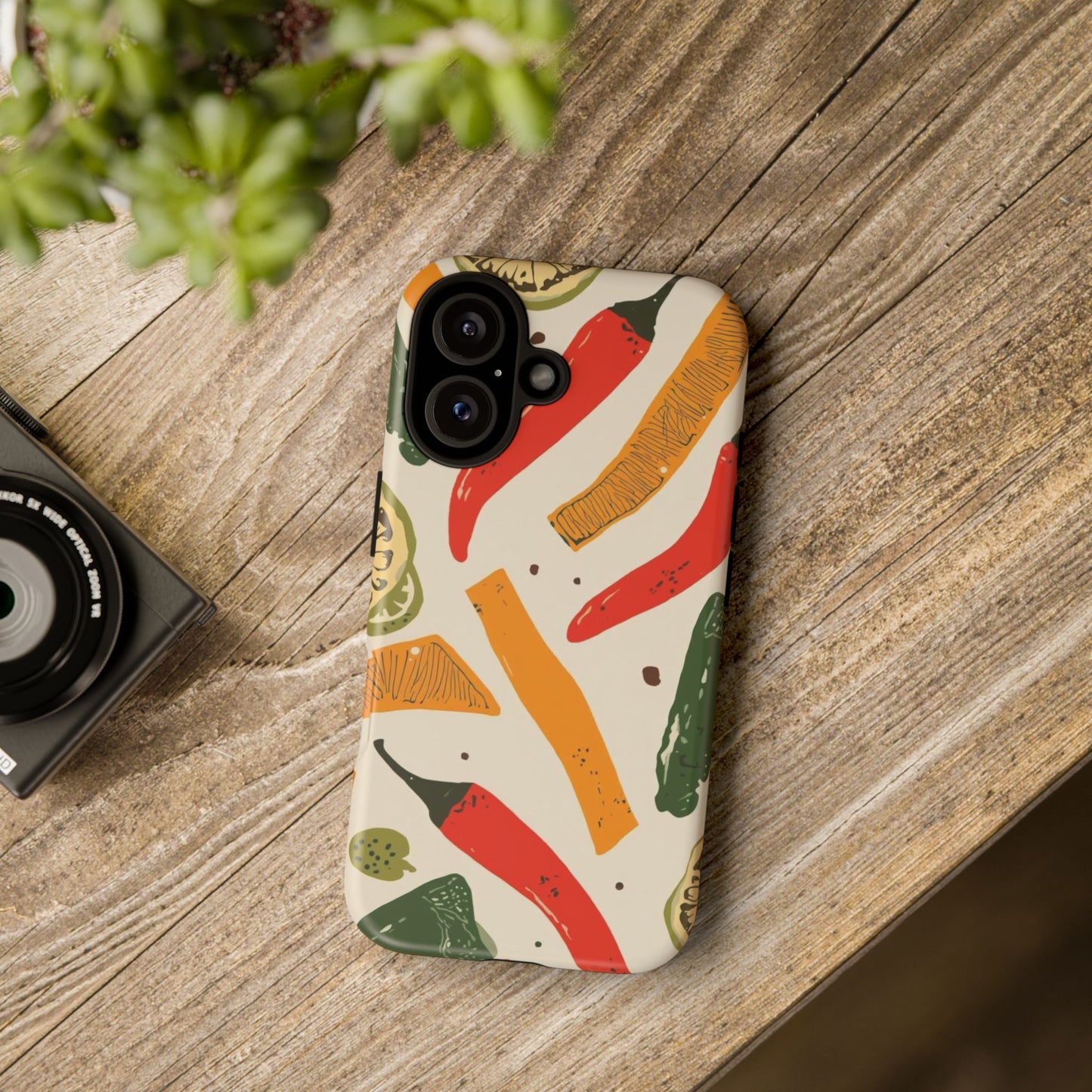 Spicy Peppers Phone Case – Colorful Chili, Lime & Citrus Pattern