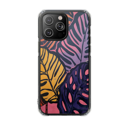 Clear Magnetic Phone Case — Tropical Leaf Art Impact Protection