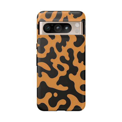 Leopard Print Phone Case — Orange & Black Tough Pattern Protective Cover