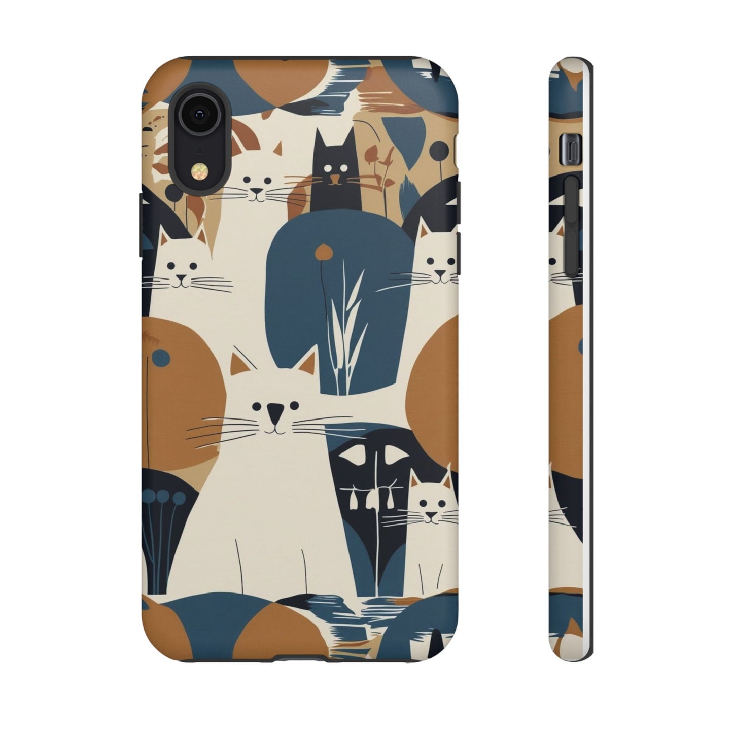Cat Pattern Phone Case – Retro Abstract Cats Protective iPhone Cover