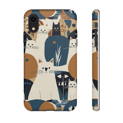 Cat Pattern Phone Case – Retro Abstract Cats Protective iPhone Cover