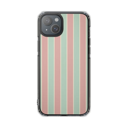 Striped Pastel Clear Phone Case — Magnetic Impact Protective Cover