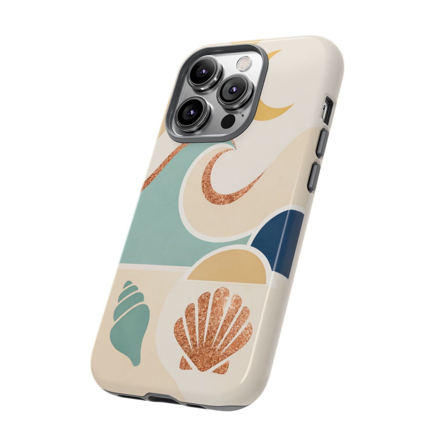 Sea Breeze Tough Phone Case — Retro Waves & Shells Design