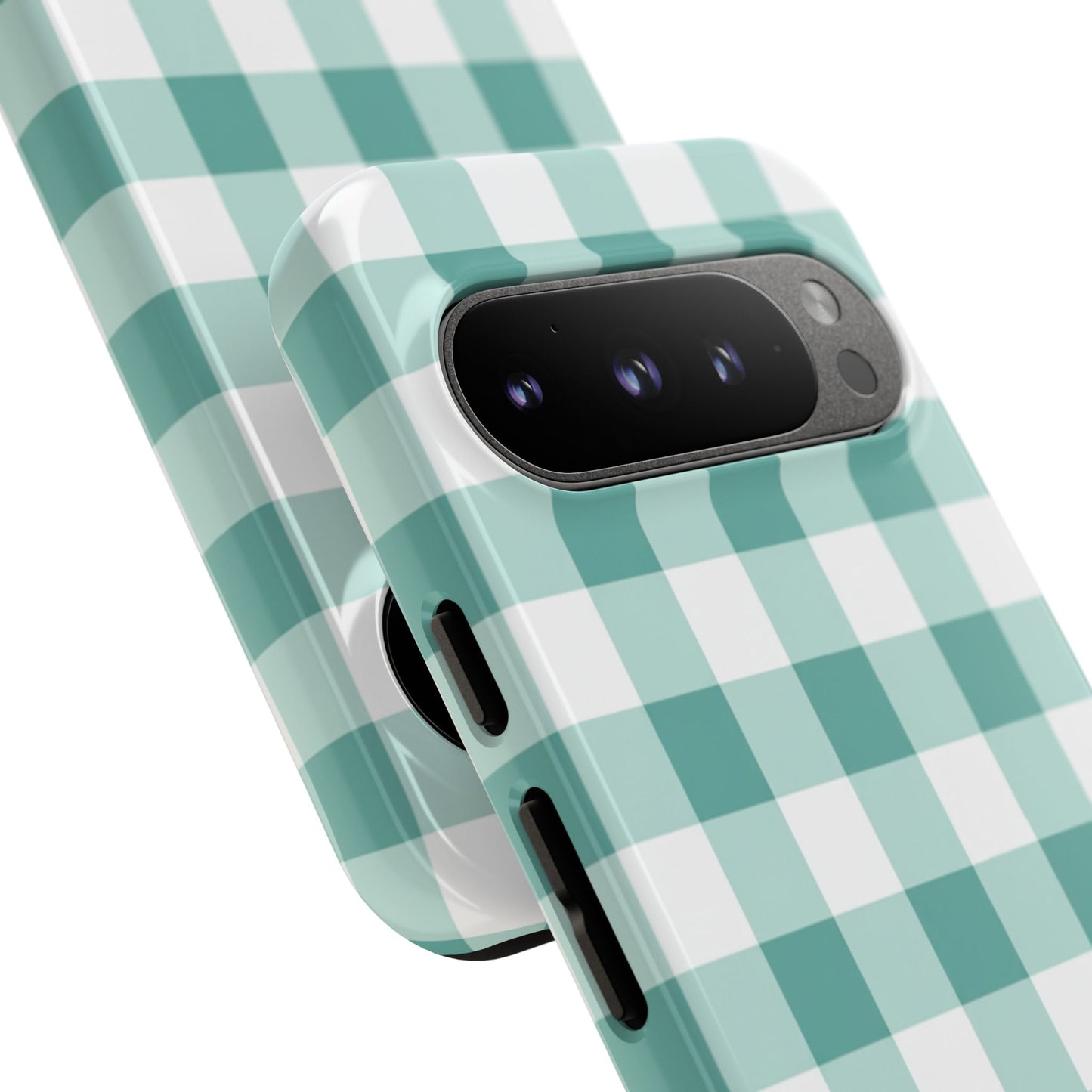Mint Green Buffalo Check Tough Phone Case — Durable Plaid Protective Cover