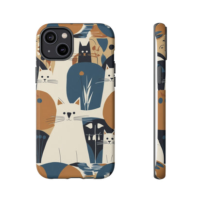 Cat Pattern Phone Case – Retro Abstract Cats Protective iPhone Cover