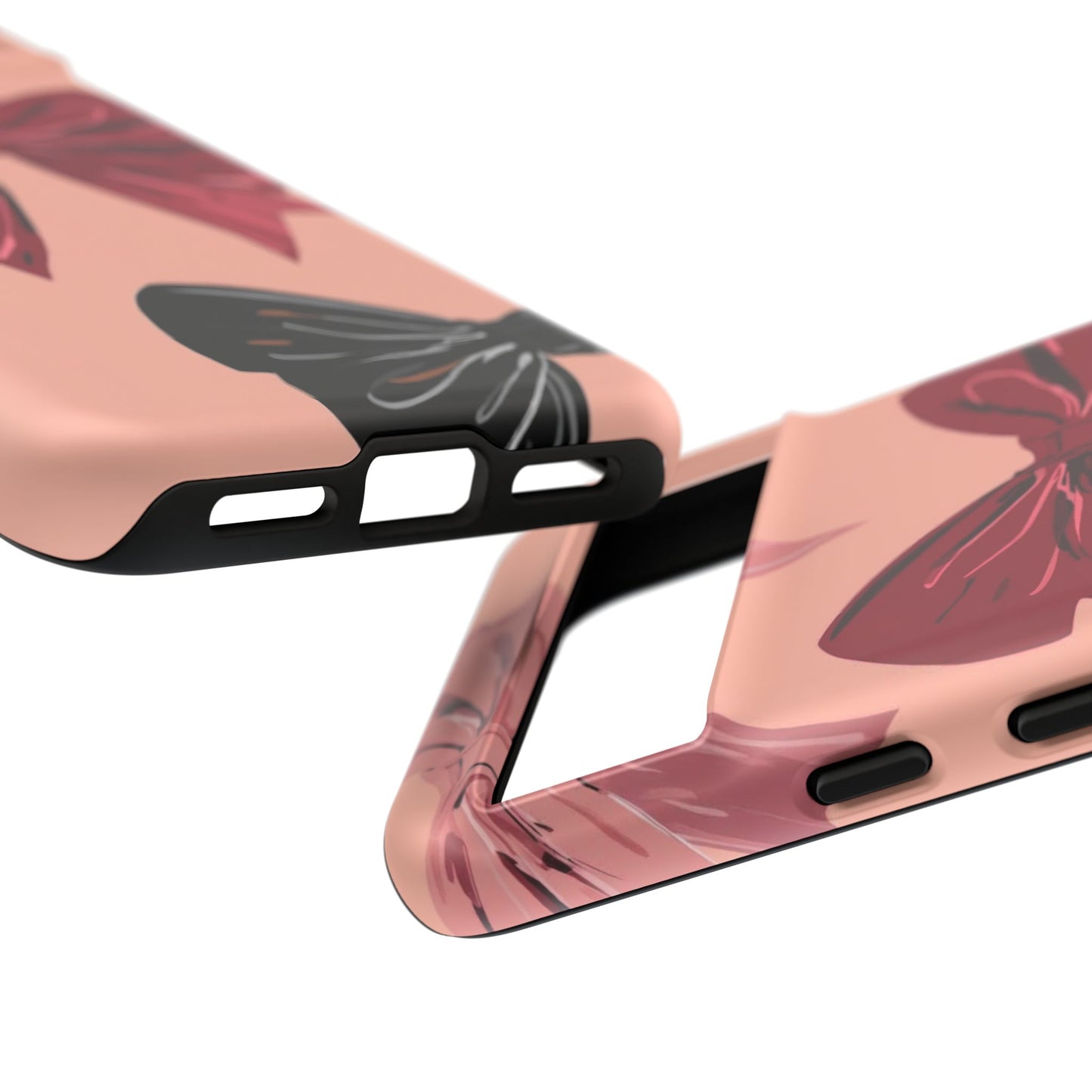 Bow Pattern Tough Phone Case — Pink, Red & Black Decorative Bows