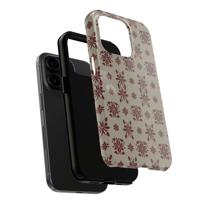 Tough Phone Case — Vintage Red Floral Pattern Protective Cover