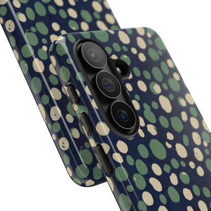Phone Case - Navy Green Abstract Dot Protective Cover