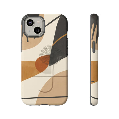 Abstract Earth Tone Phone Case — Mid-Century Minimalist Tough Case