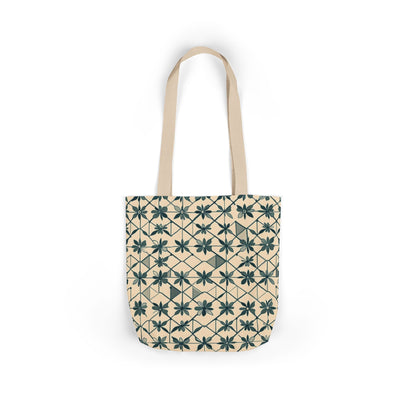 Canvas Tote Bag — Geometric Starburst Pattern, Boho Market Tote