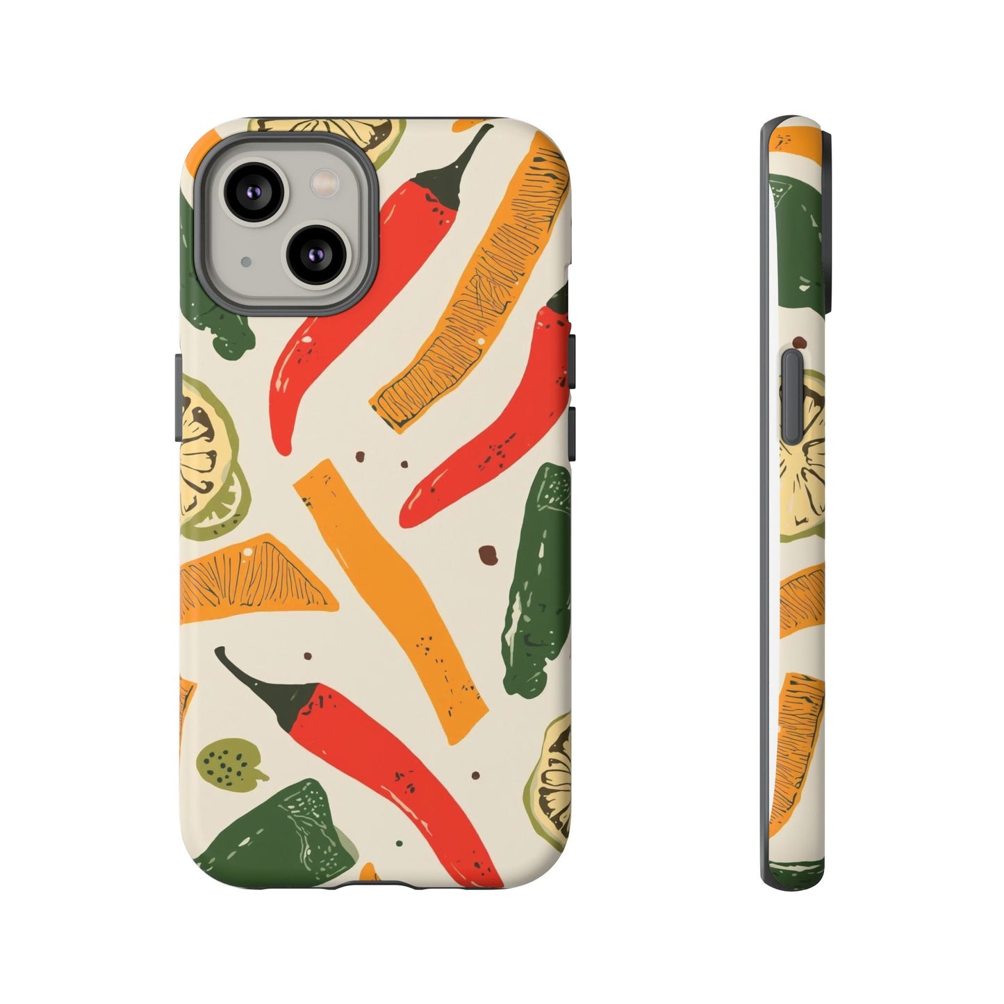 Spicy Peppers Phone Case – Colorful Chili, Lime & Citrus Pattern