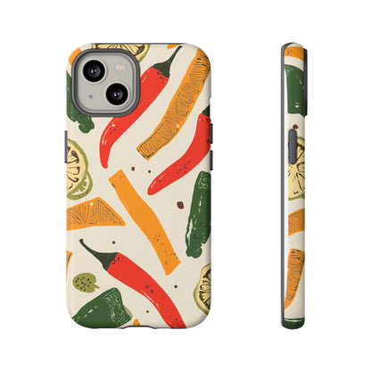 Spicy Peppers Phone Case – Colorful Chili, Lime & Citrus Pattern