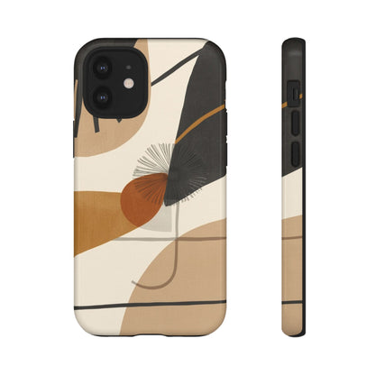 Abstract Earth Tone Phone Case — Mid-Century Minimalist Tough Case