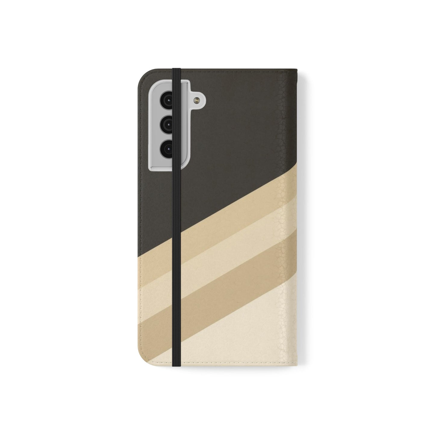 Retro Neutral Stripe Flip Phone Case — Wallet Folio with Card Slots