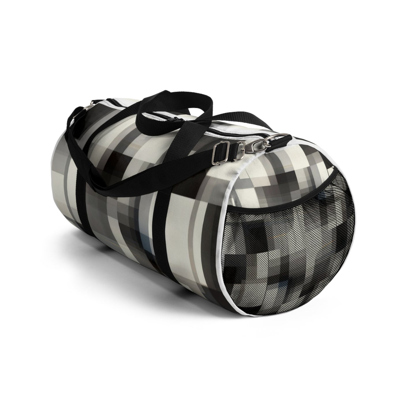 Monochrome Pixel Pattern Duffel Bag — Modern Travel Gym Bag