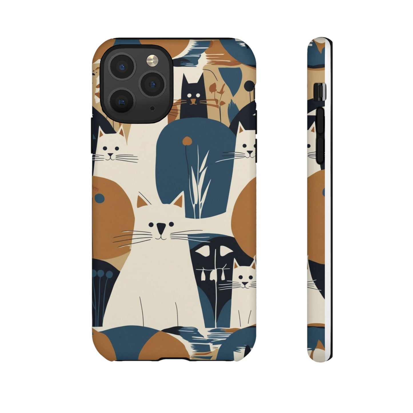 Cat Pattern Phone Case – Retro Abstract Cats Protective iPhone Cover