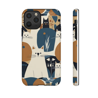 Cat Pattern Phone Case – Retro Abstract Cats Protective iPhone Cover