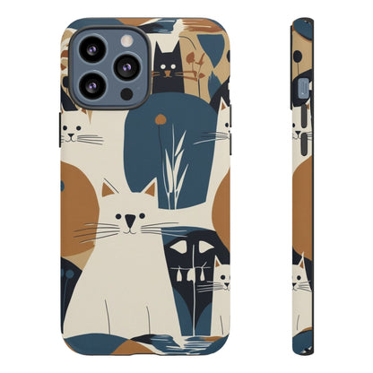 Cat Pattern Phone Case – Retro Abstract Cats Protective iPhone Cover