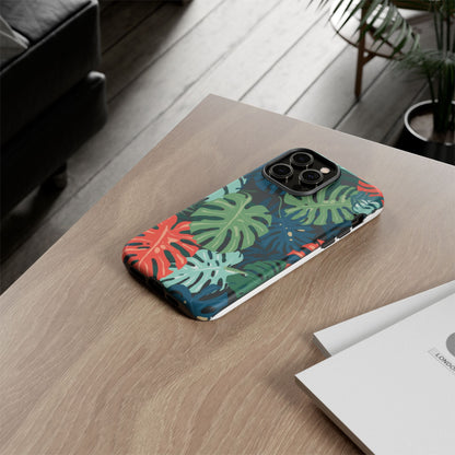 Tropical Monstera Phone Case — Colorful Leaf Protective Tough Case