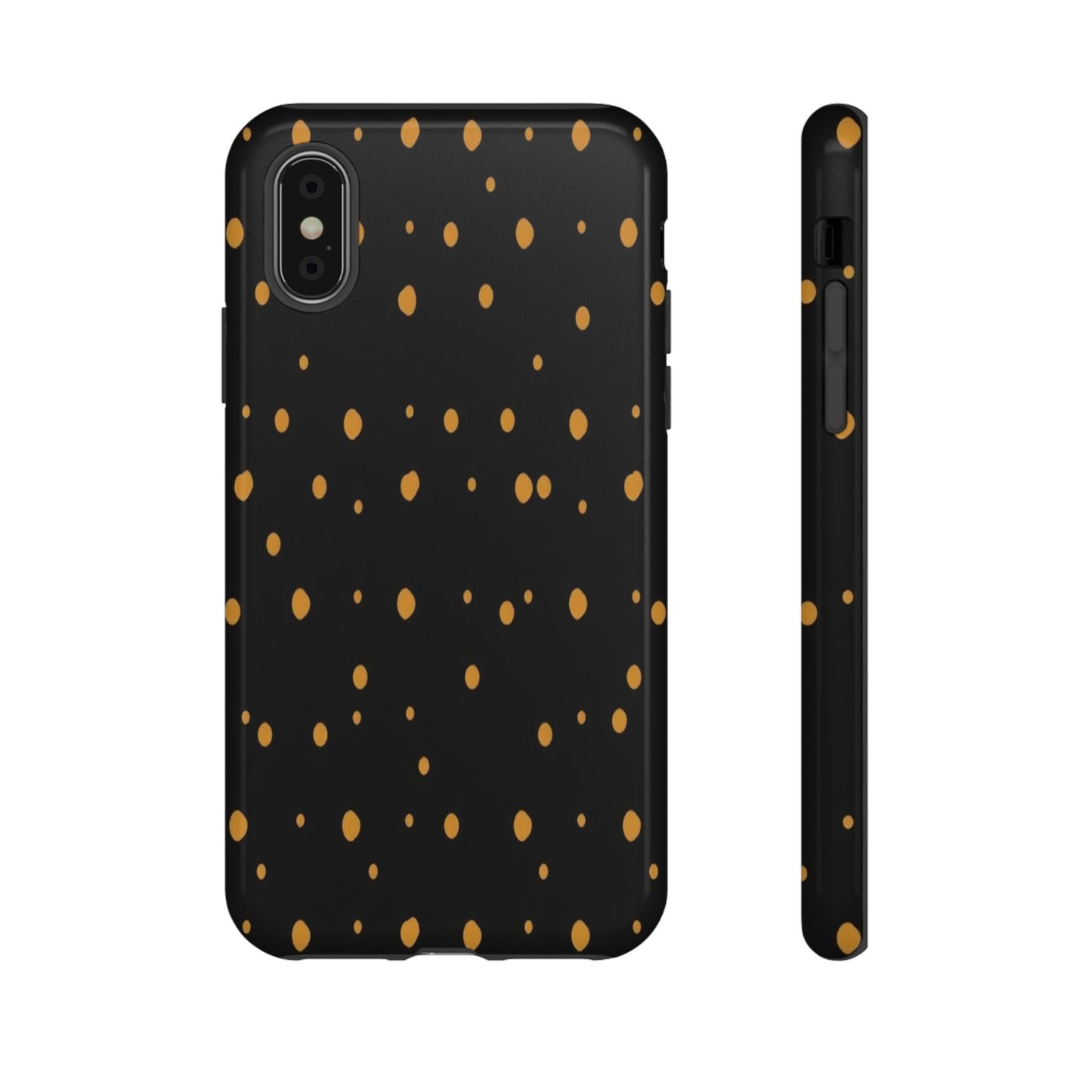 Black & Gold Dot Tough Phone Case — Protective Sparkle Pattern