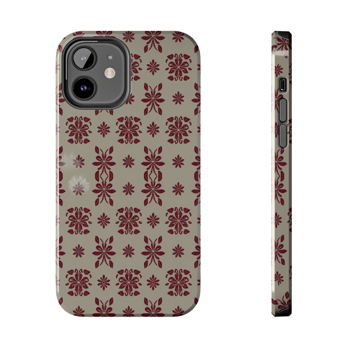 Tough Phone Case — Vintage Red Floral Pattern Protective Cover