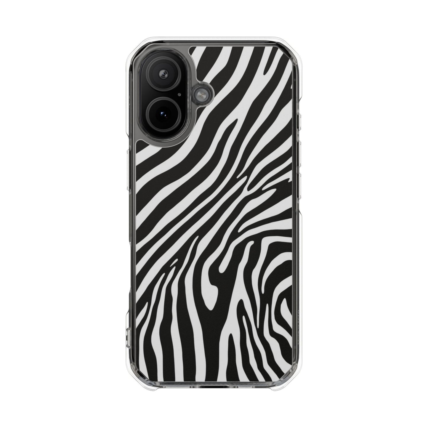 Zebra Print Clear Magnetic Phone Case — Impact-Resistant iPhone Cover