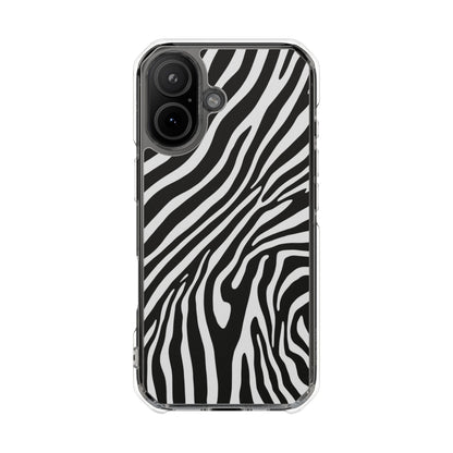 Zebra Print Clear Magnetic Phone Case — Impact-Resistant iPhone Cover
