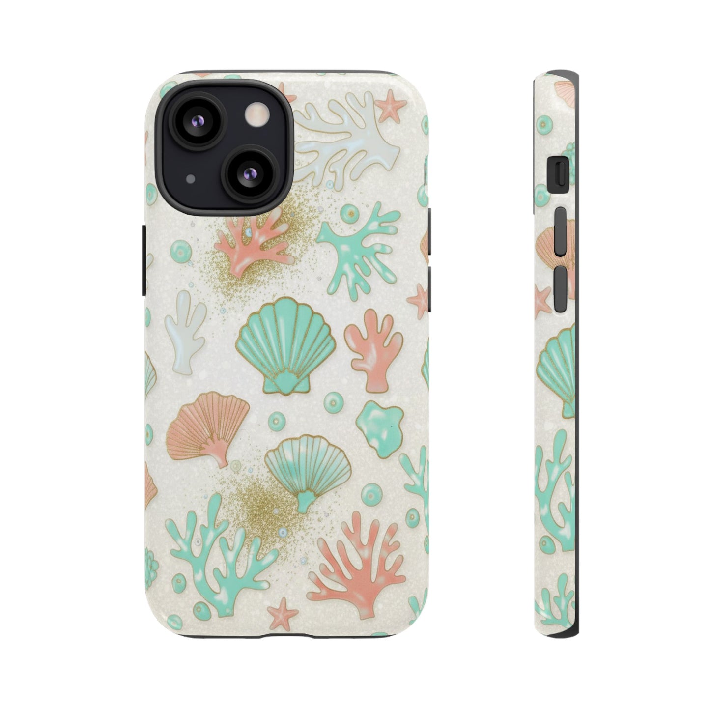 Seashell Coral Phone Case — Pastel Beach Shells Protective Tough Case