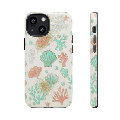 Seashell Coral Phone Case — Pastel Beach Shells Protective Tough Case