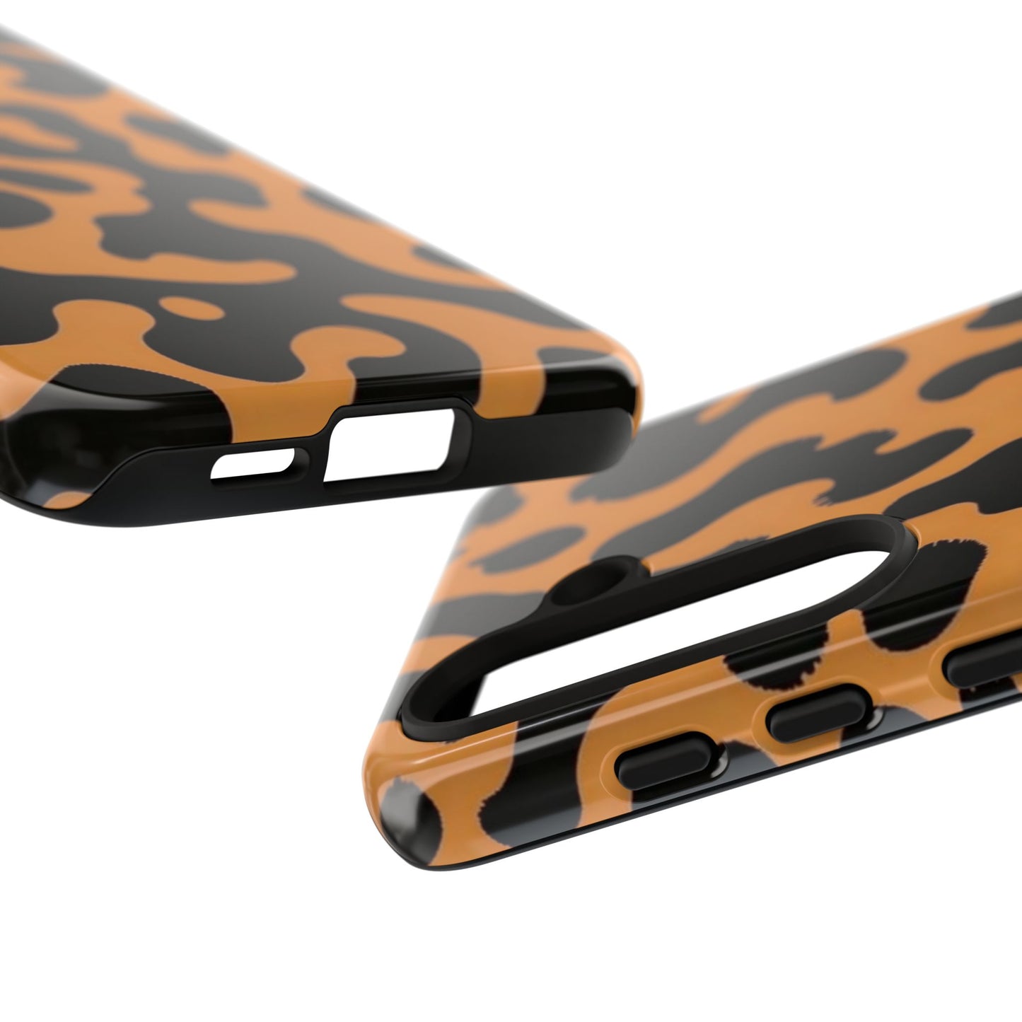 Leopard Print Phone Case — Orange & Black Tough Pattern Protective Cover