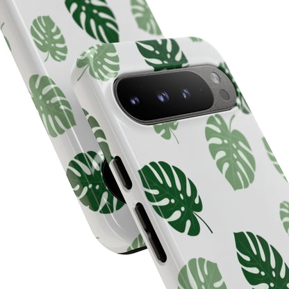 Monstera Leaf Phone Case — Tropical Green Pattern Tough Case