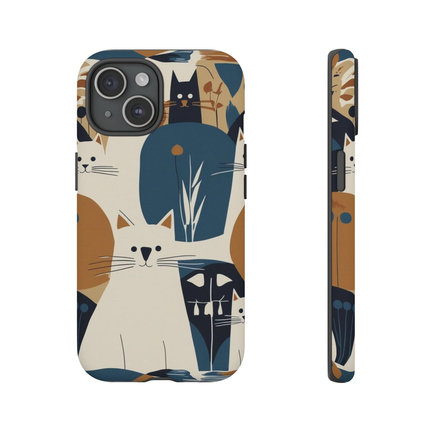 Cat Pattern Phone Case – Retro Abstract Cats Protective iPhone Cover