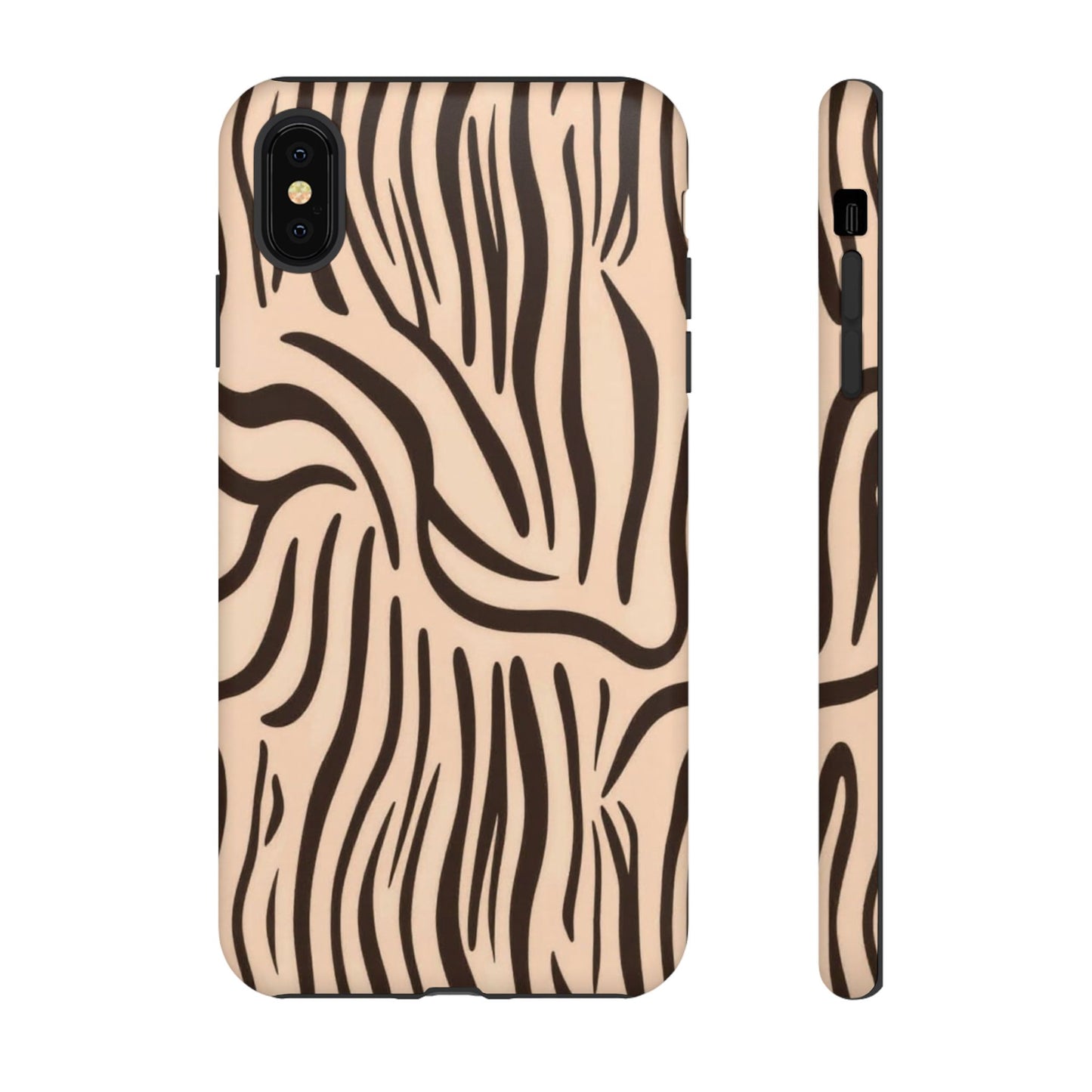 Zebra Stripe Tough Phone Case – Neutral Animal Print Protective Cover