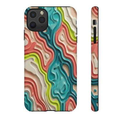 Abstract Contour Phone Case — Colorful Topographic Pattern Tough Case
