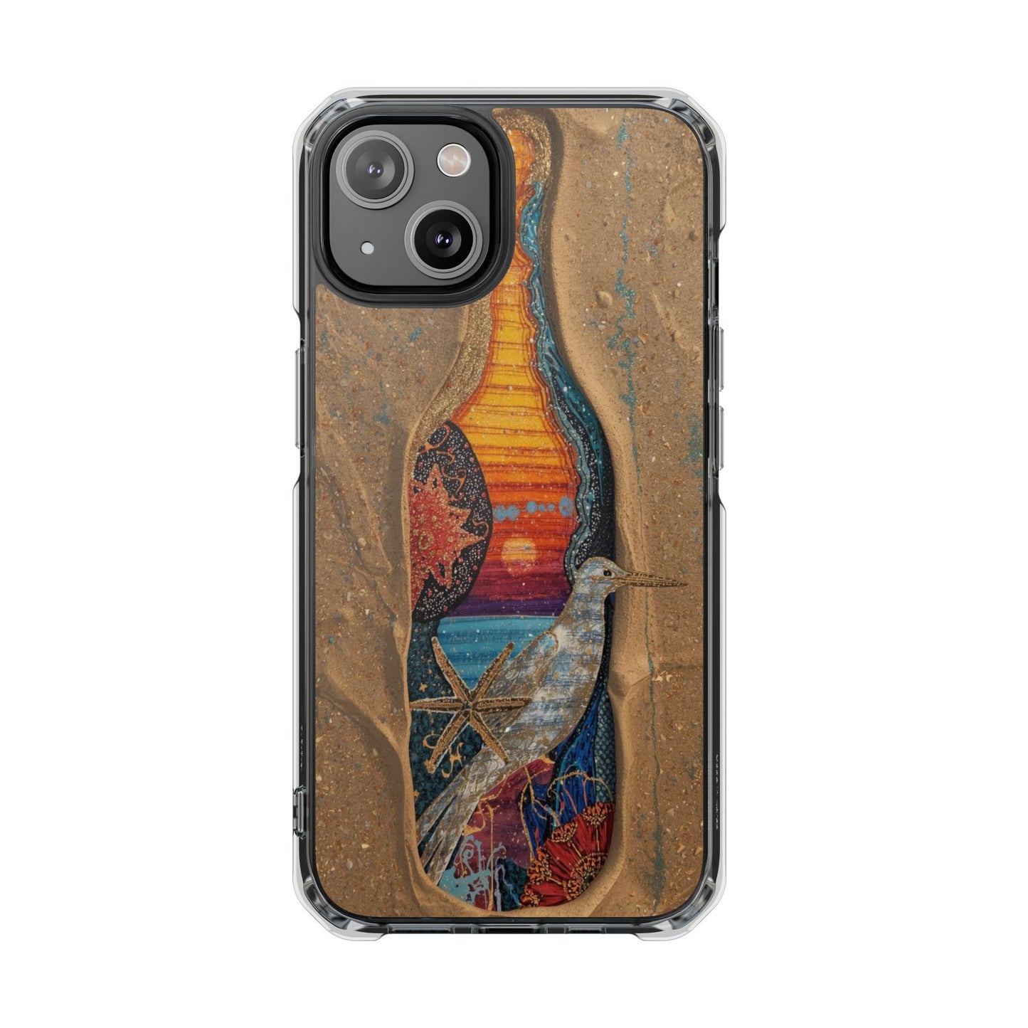 Clear Impact Phone Case — Sunset Wave Surfboard Art