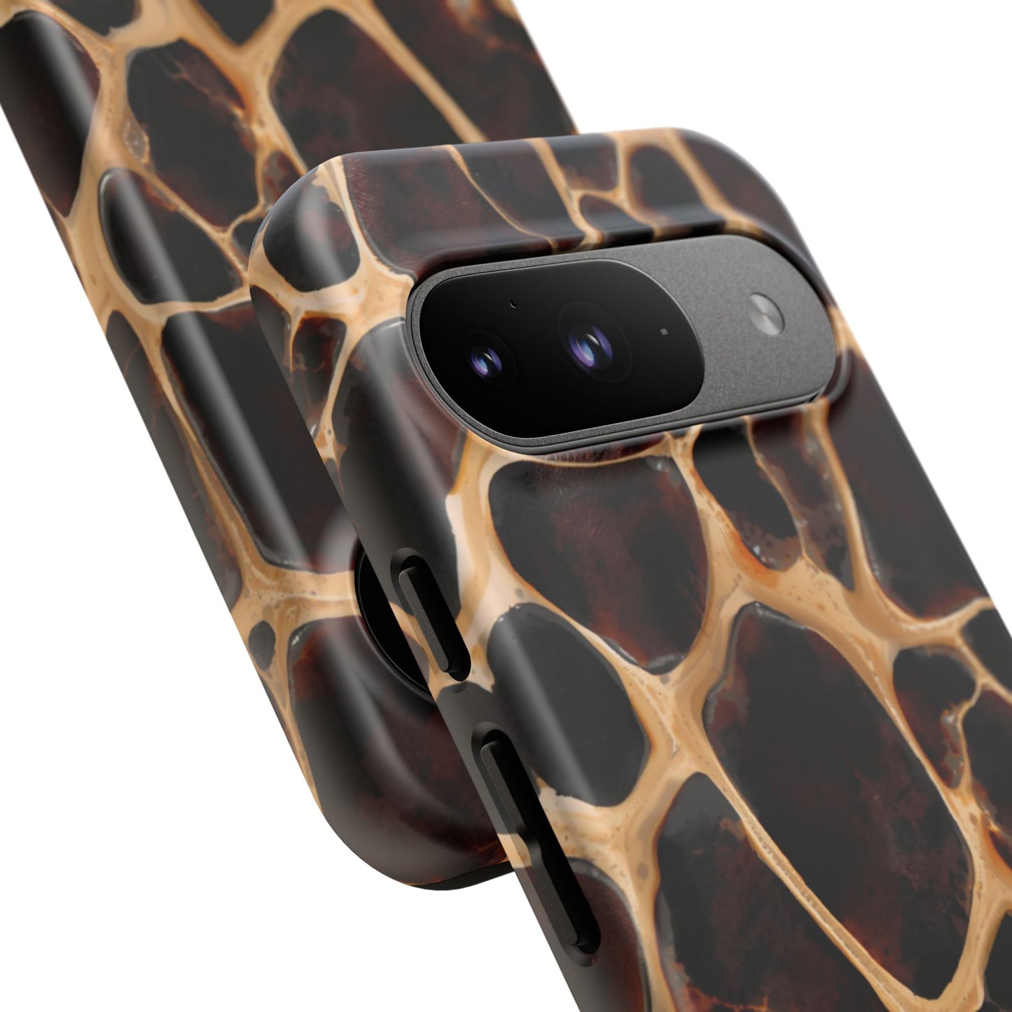 Phone Case — Brown Leather Dot Texture Rugged Protective Cover