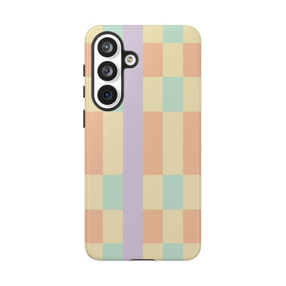 Pastel Checkered Phone Case — Retro Stripe Tough Case