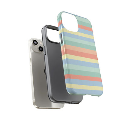 Pastel Striped Phone Case — Retro Horizontal Multi-Color Tough Case