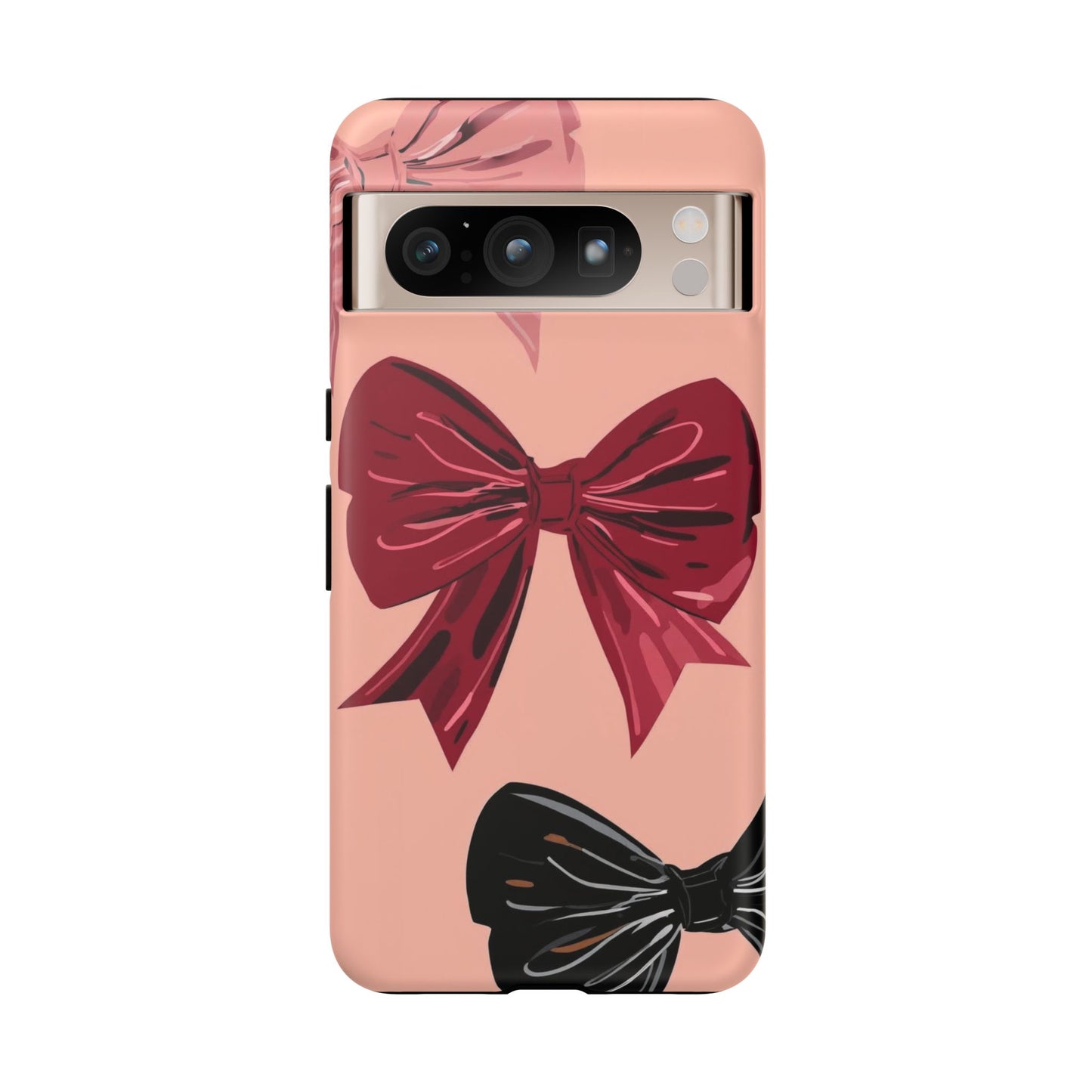 Bow Pattern Tough Phone Case — Pink, Red & Black Decorative Bows