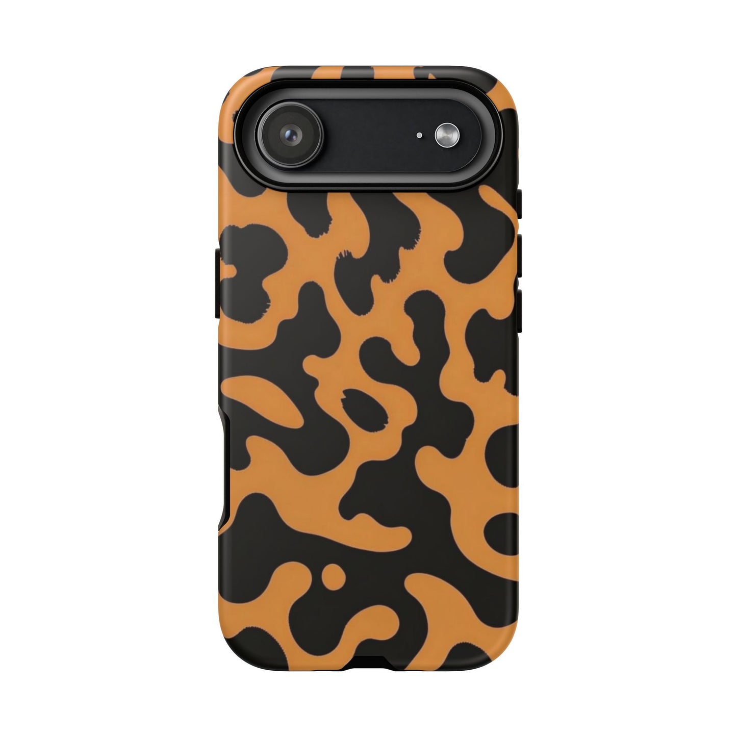 Leopard Print Phone Case — Orange & Black Tough Pattern Protective Cover