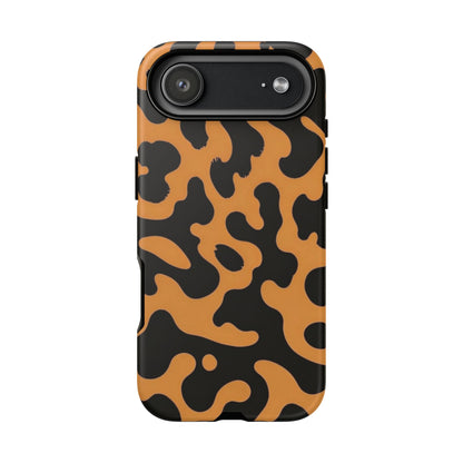 Leopard Print Phone Case — Orange & Black Tough Pattern Protective Cover