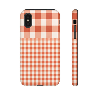 Buffalo Check Tough Phone Case — Orange Gingham Protective Cover