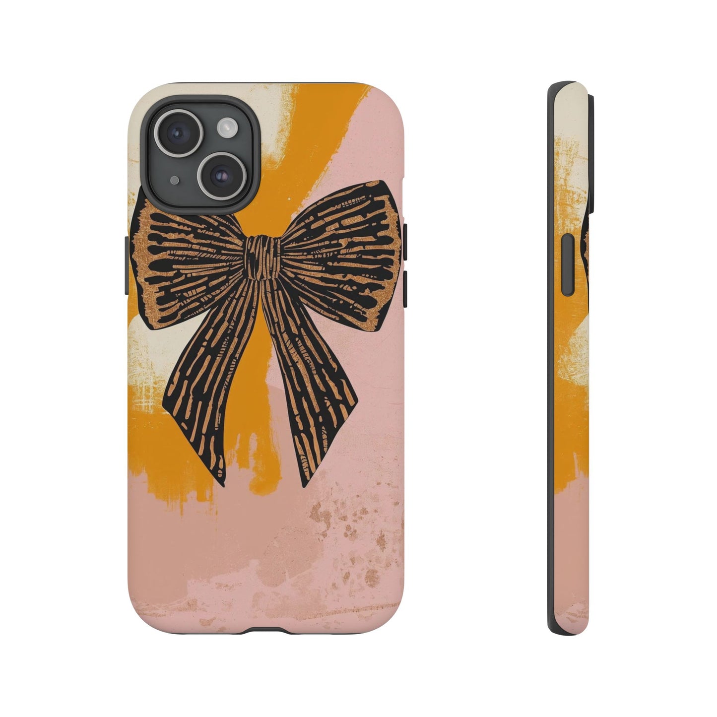 Bow Brushstroke Tough Phone Case — Pink & Mustard