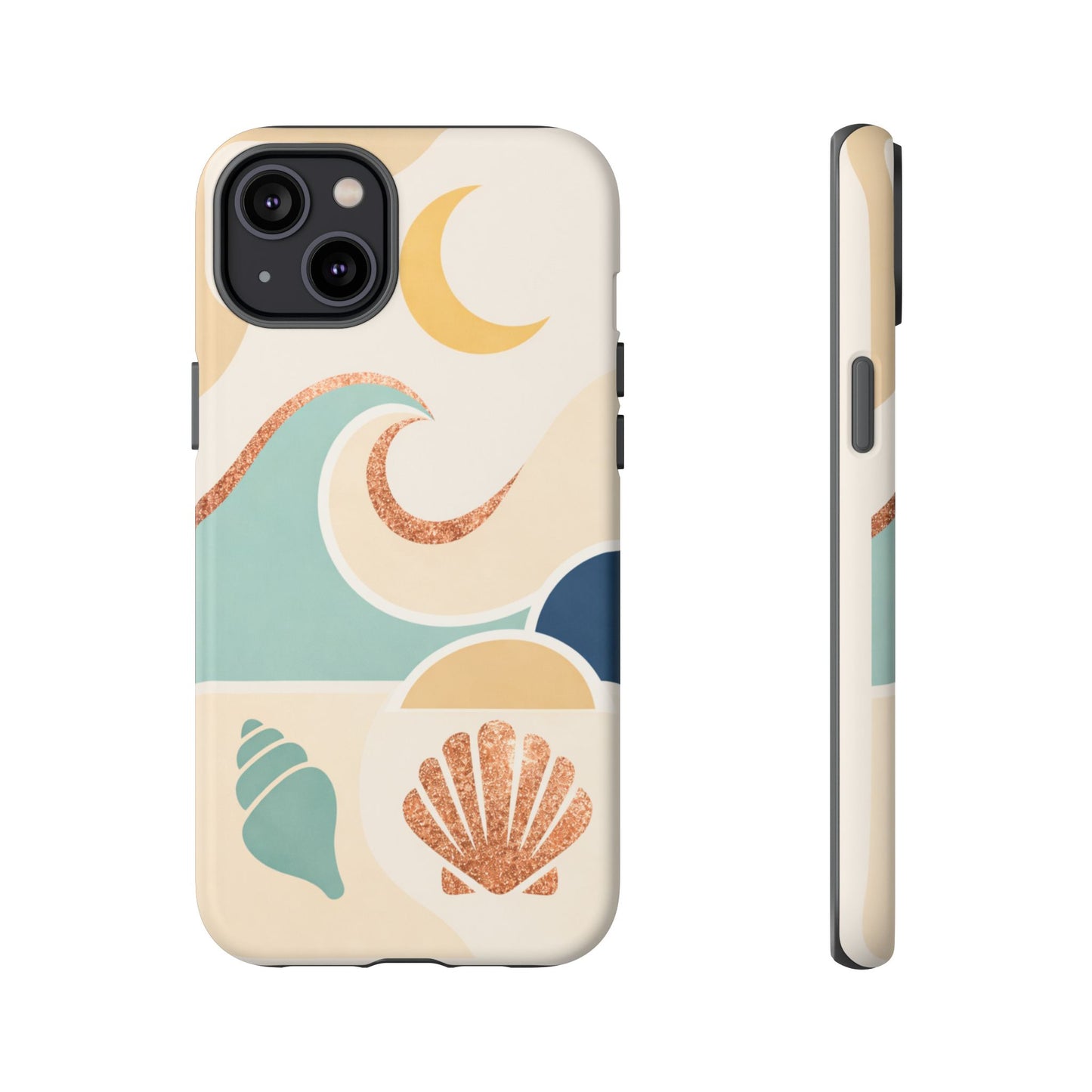 Sea Breeze Tough Phone Case — Retro Waves & Shells Design