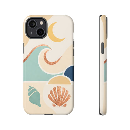 Sea Breeze Tough Phone Case — Retro Waves & Shells Design