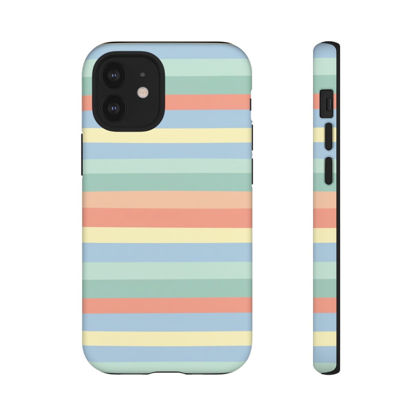 Pastel Striped Phone Case — Retro Horizontal Multi-Color Tough Case